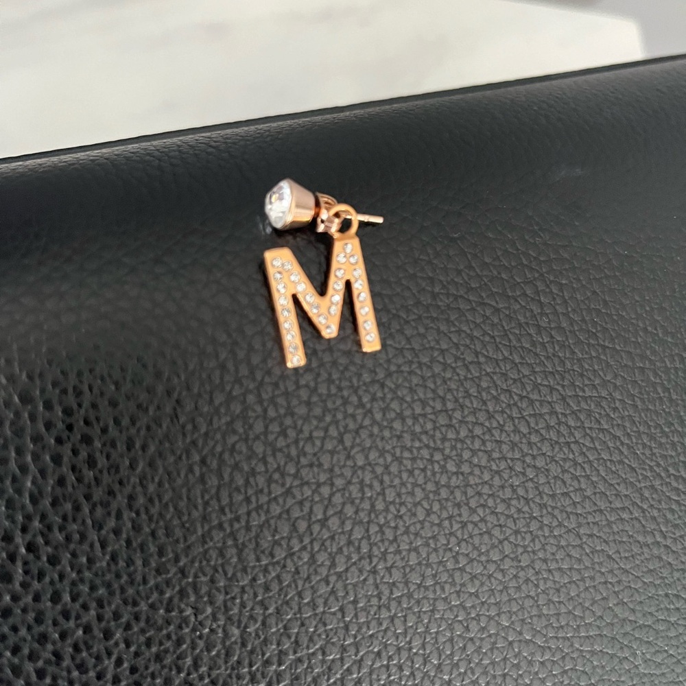 Initial M high quality costume jewellery single earring classy